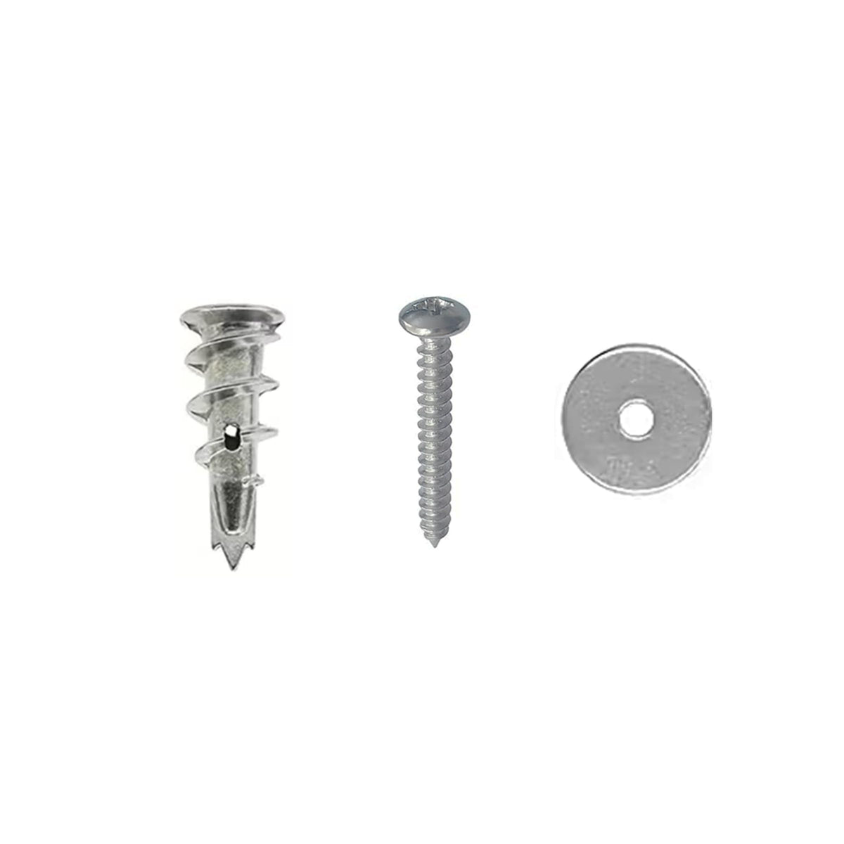 1-1/4" Zinc Alloy Drywall Anchors with Screws & Washers 75 Sets