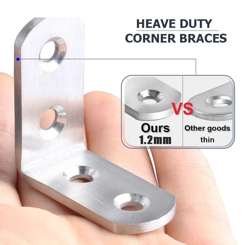 90° Stainless Steel Angle Brackets for Shelf, Table & Chair 10pcs