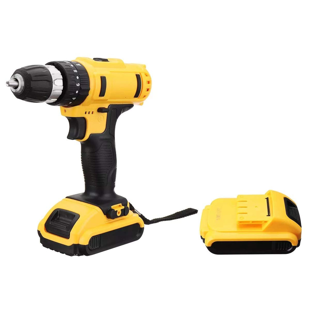 21V Cordless Drill Driver Kit 18+3 Torque with 2x Li-ion Batteries EU Plug