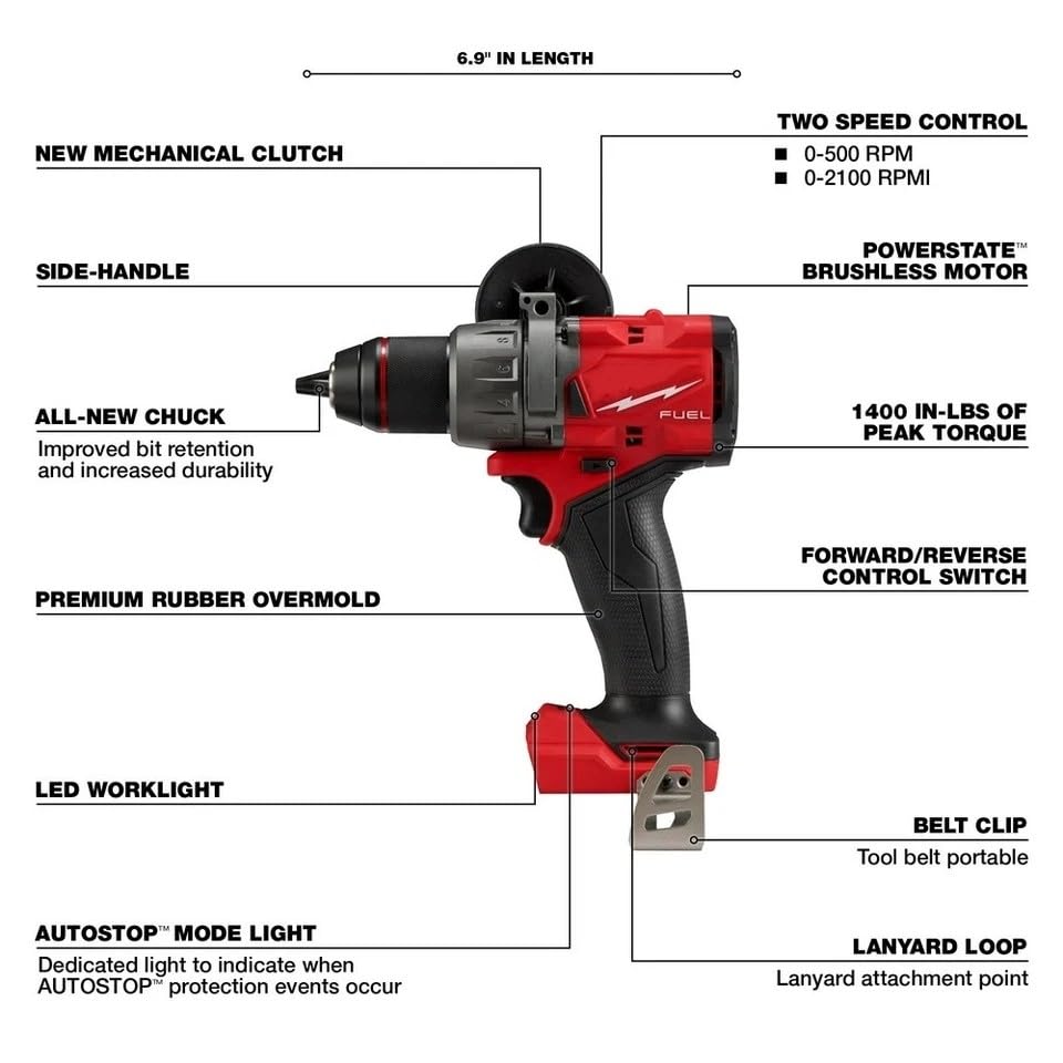 18V Brushless Cordless Drill Driver 1/2" Bare Tool
