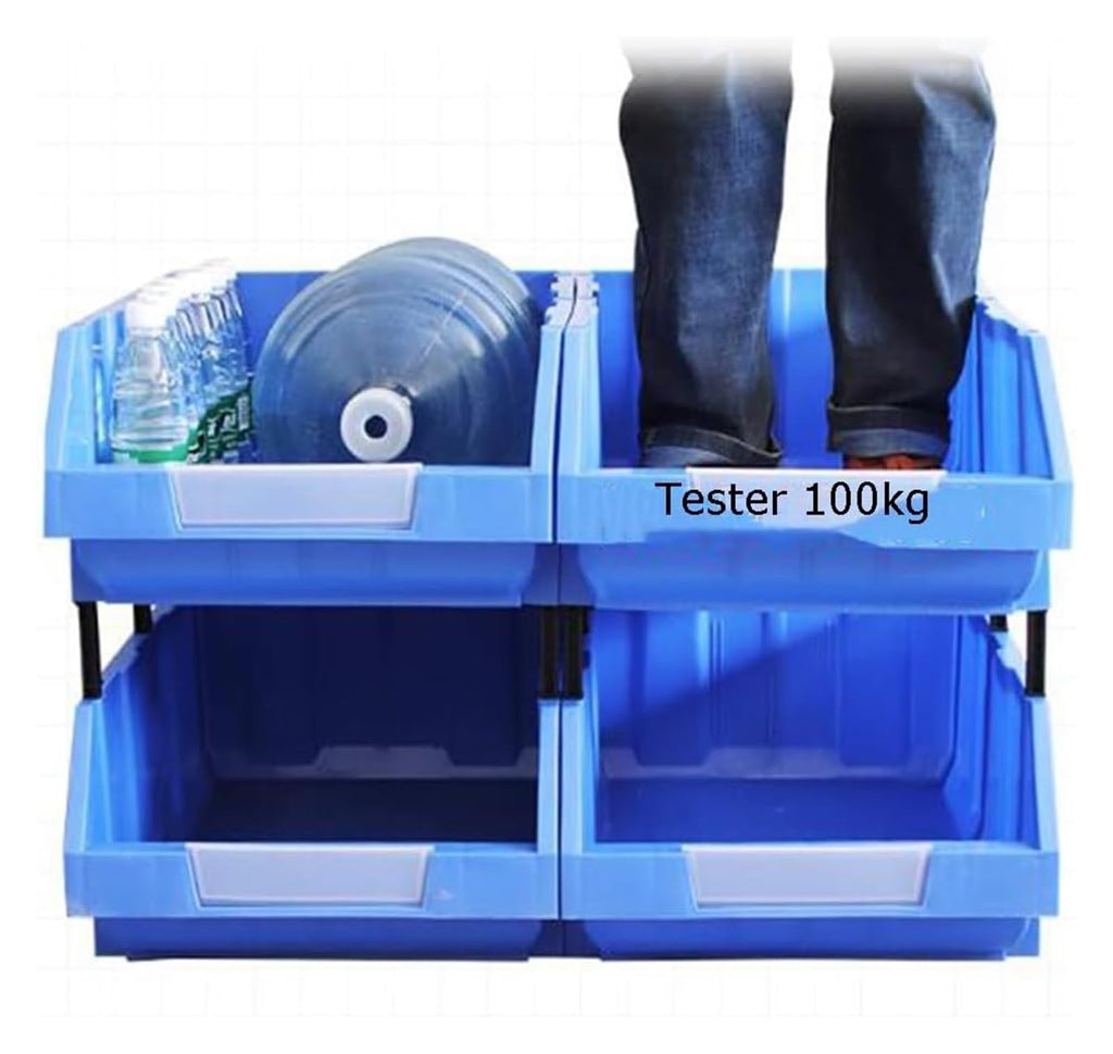Floor Standing Parts Storage Rack with Bins for Garage & Hardware Organization