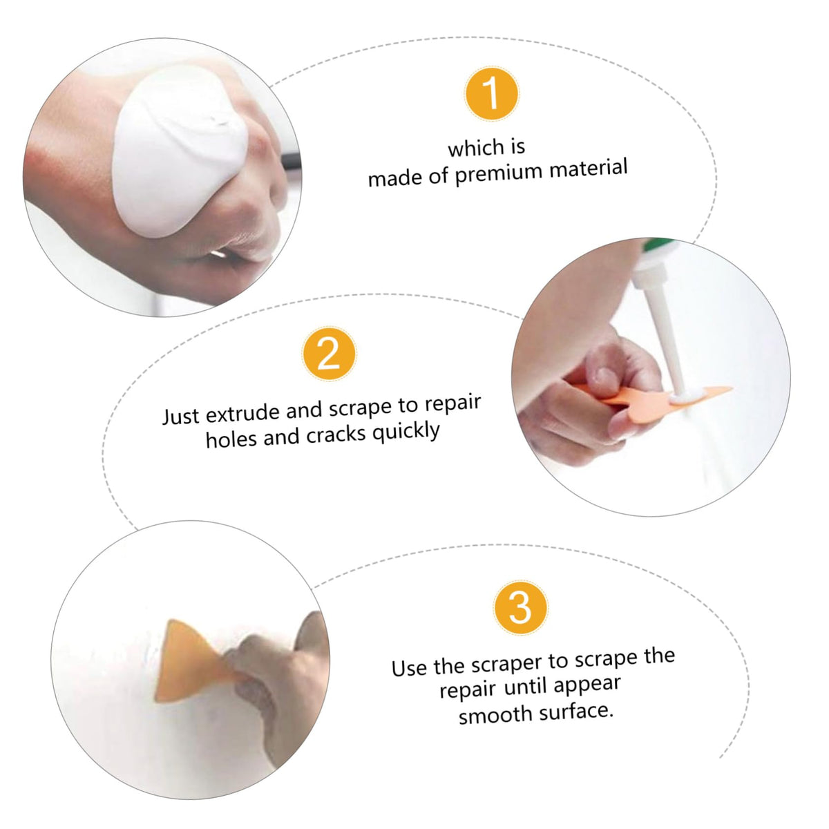 Wall Repair Paste Kit with Scraper, Fast Solution for Drill Holes
