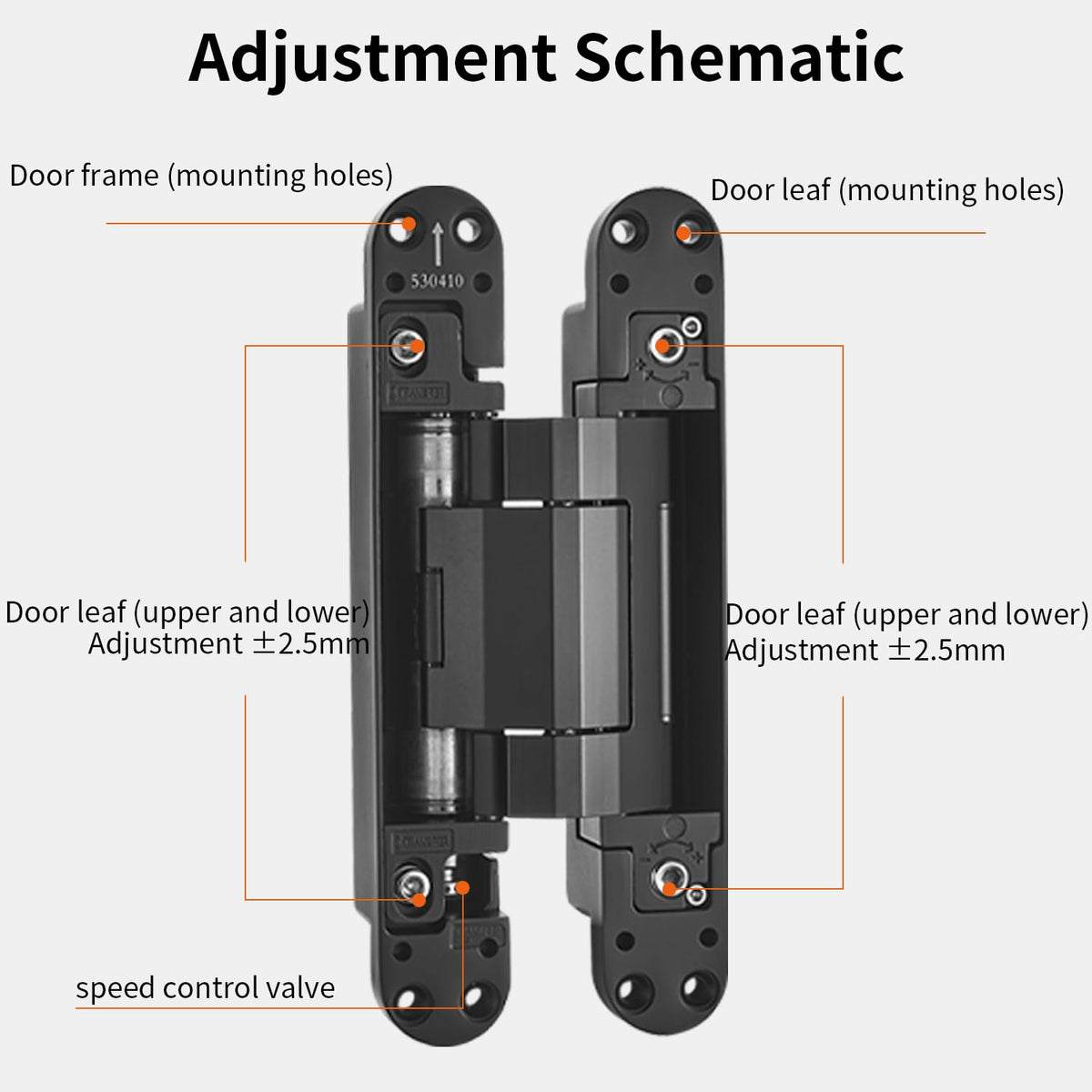 3D Adjustable Hydraulic Concealed Door Hinge Heavy Duty 180° Swing