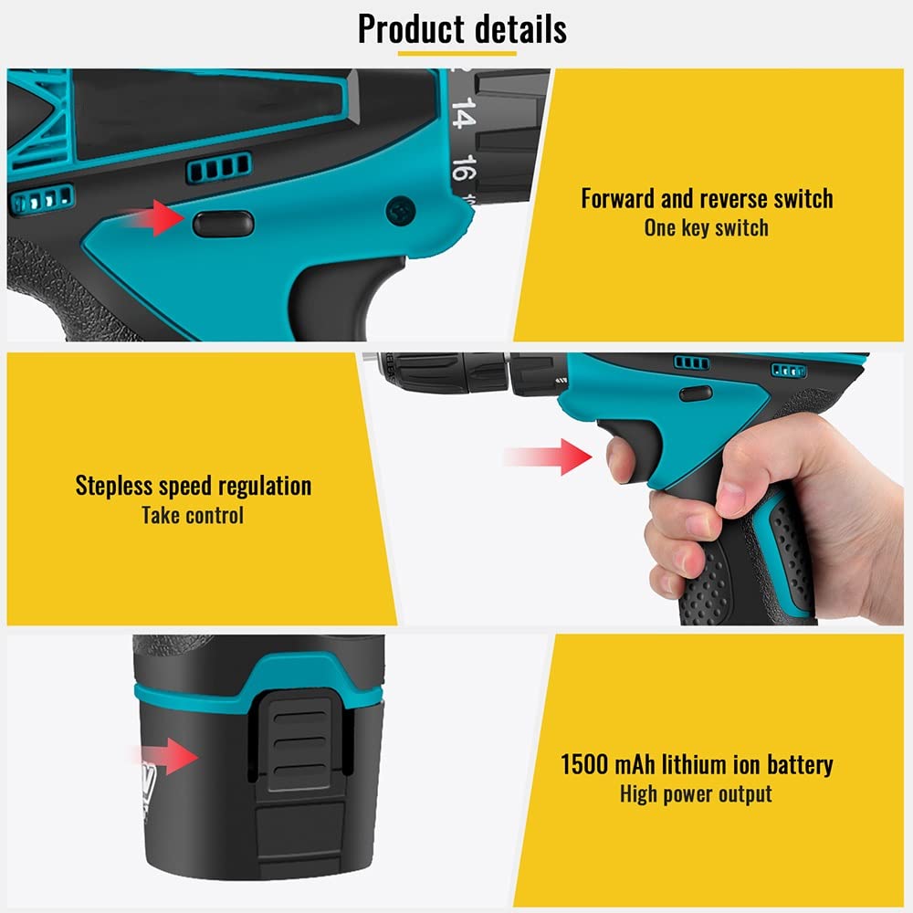 Cordless Electric Screwdriver Set 18+1 Torque Rechargeable Drill Tool