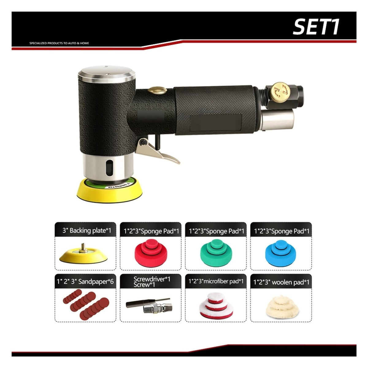 3mm Random Orbit Air Sander Pneumatic Polishing Tool for Car Polishing
