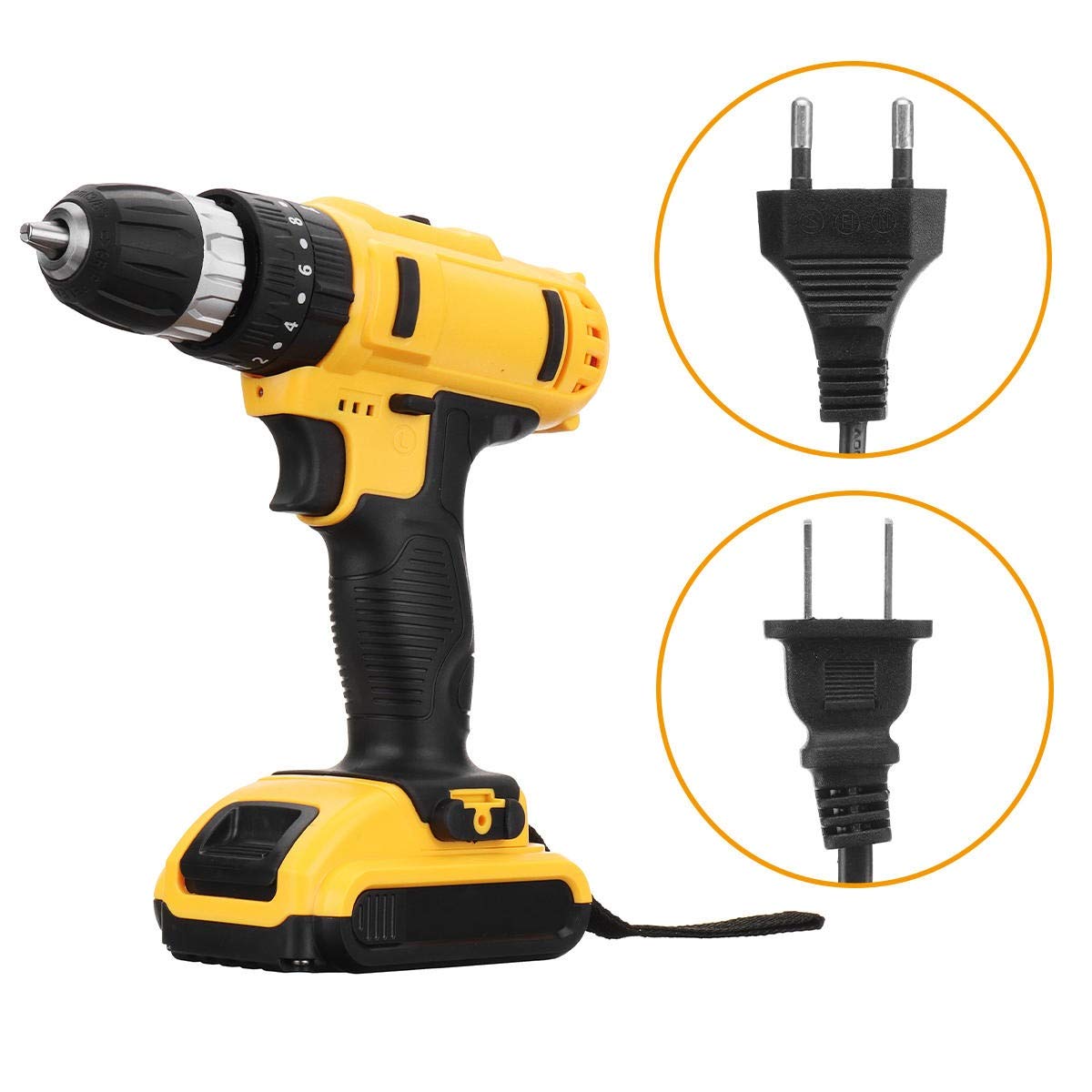 21V Cordless Drill Driver Kit 18+3 Torque with 2x Li-ion Batteries EU Plug
