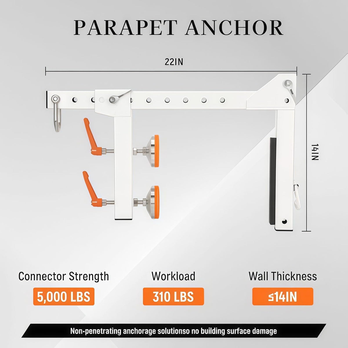 Roof Safety Anchor, Parapet Wall Clamp, Non-Penetrating Steel Anchor