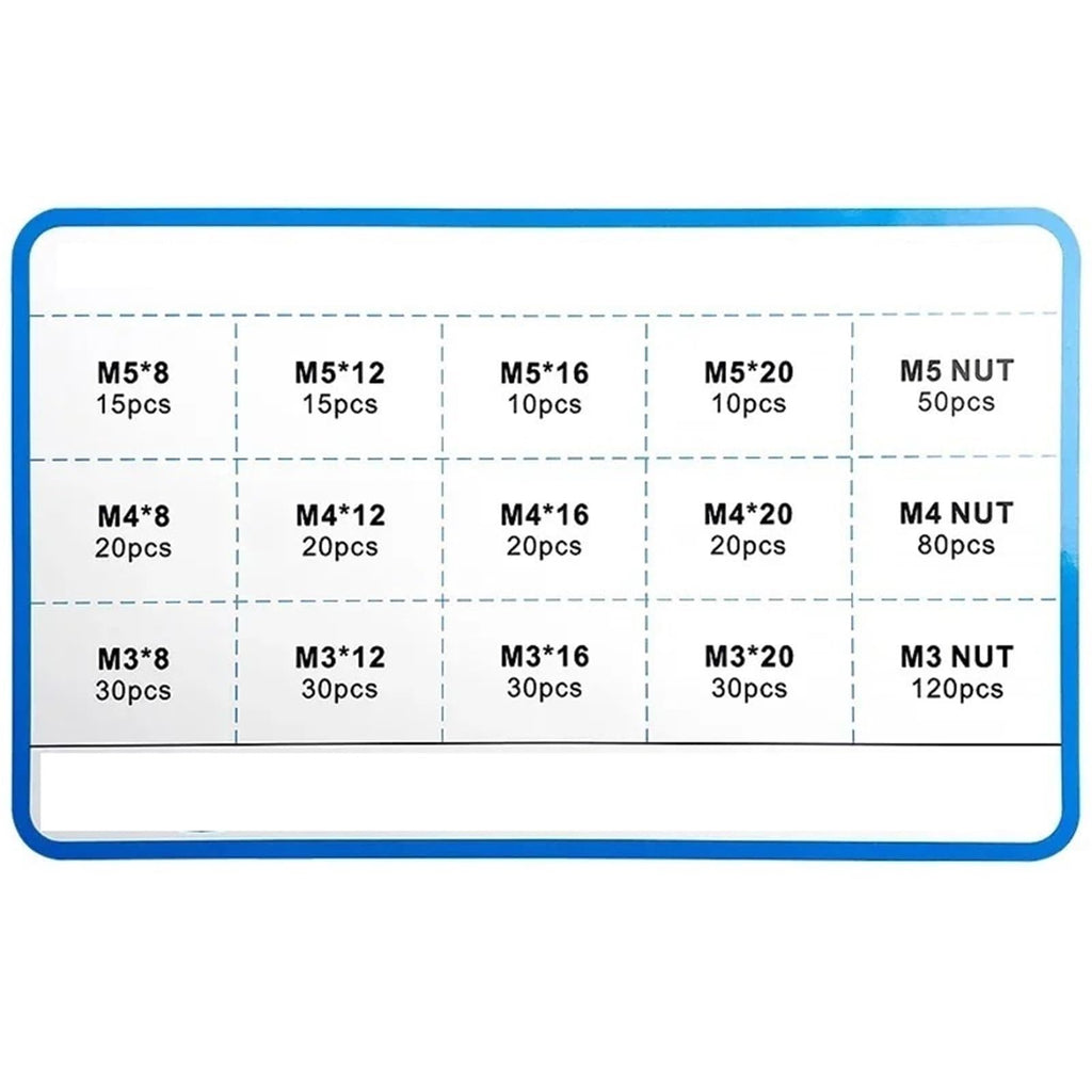 M3-M5 Stainless Steel Hex Socket Countersunk Screw Bolt Nut Kit 500pcs