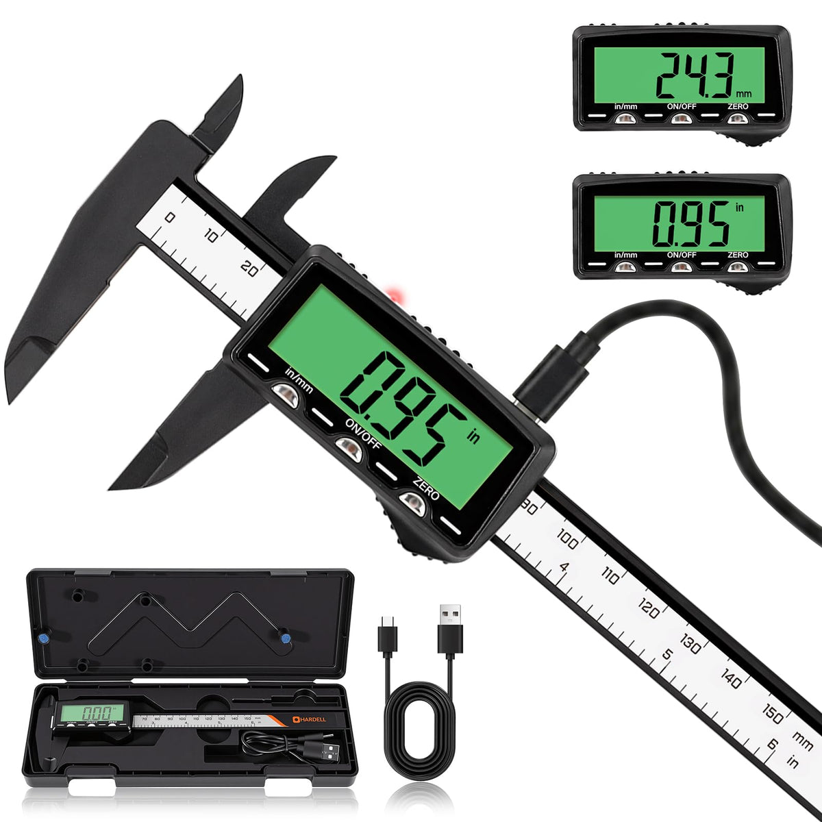 Rechargeable Digital Caliper with Large Display Measuring Tool