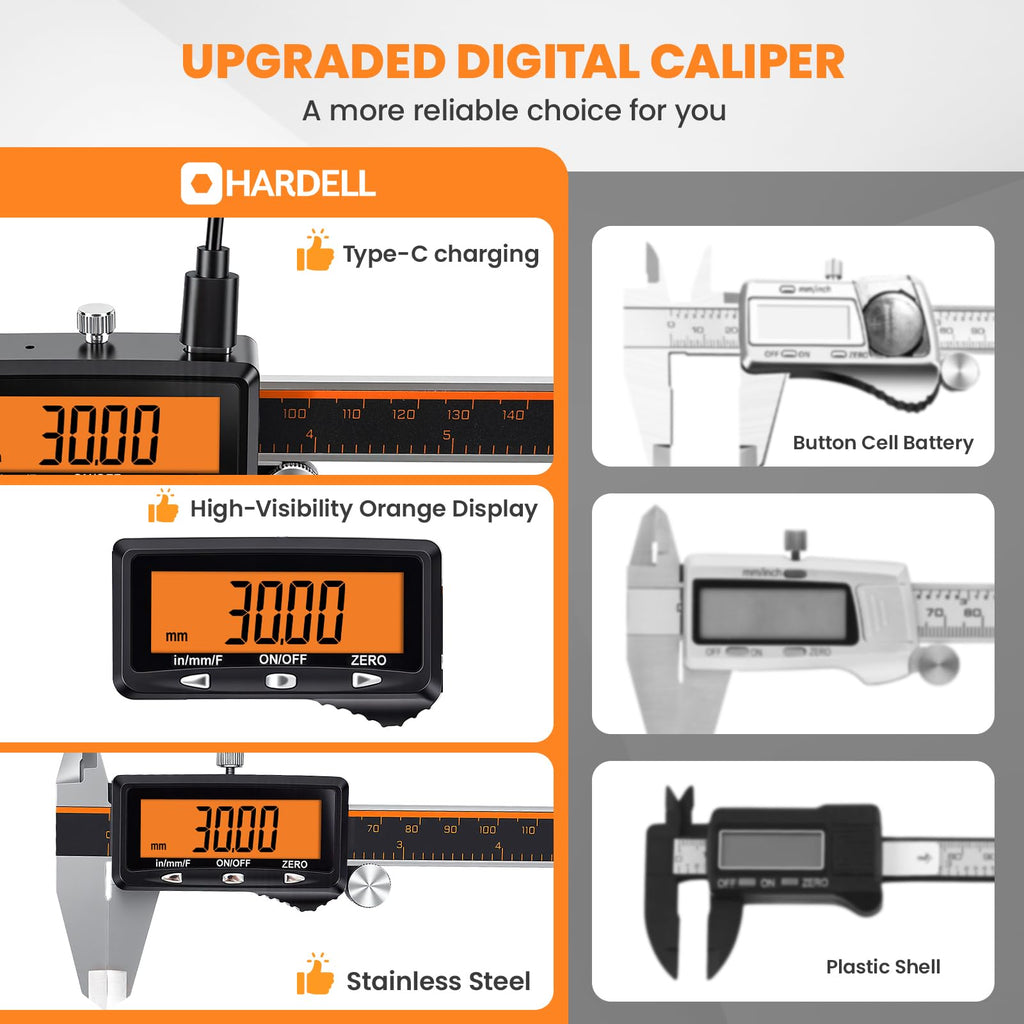 Rechargeable Digital Caliper with Large Display Measuring Tool