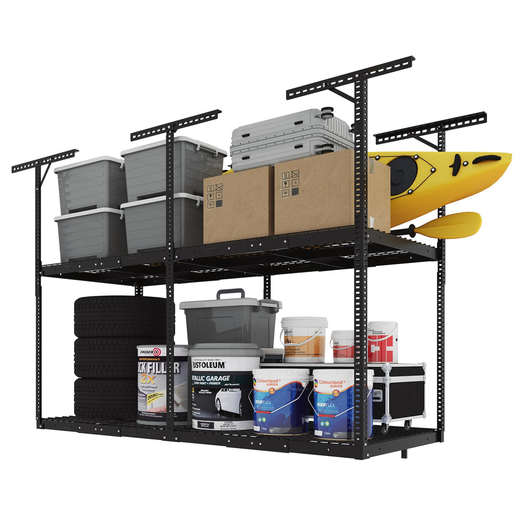 Adjustable Heavy Duty Overhead Garage Storage Rack for Ceiling Organization