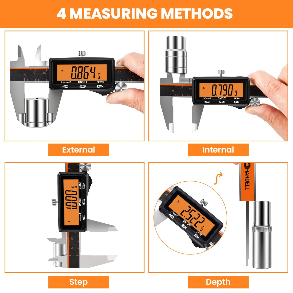Rechargeable Digital Caliper with Large Display Measuring Tool