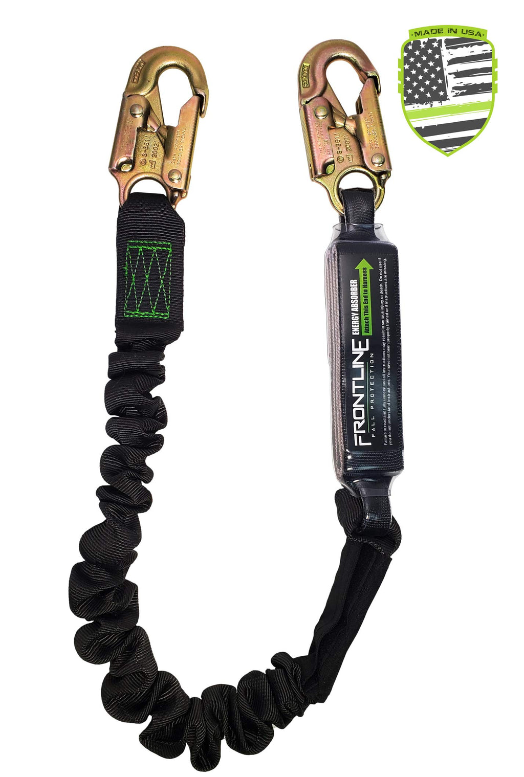 6' Adjustable Restraint Lanyard with Snap Hook Ends for Safety Harness Use