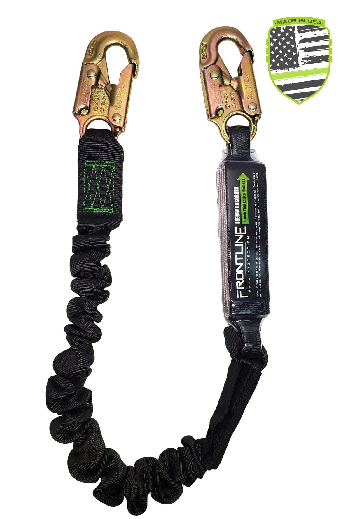 6' Adjustable Restraint Lanyard with Snap Hook Ends for Safety Harness Use