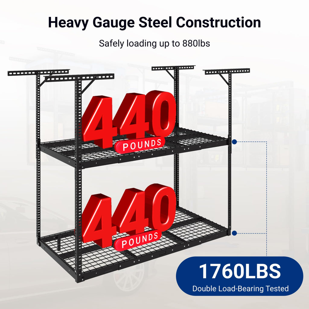 Adjustable Heavy Duty Overhead Garage Storage Rack for Ceiling Organization