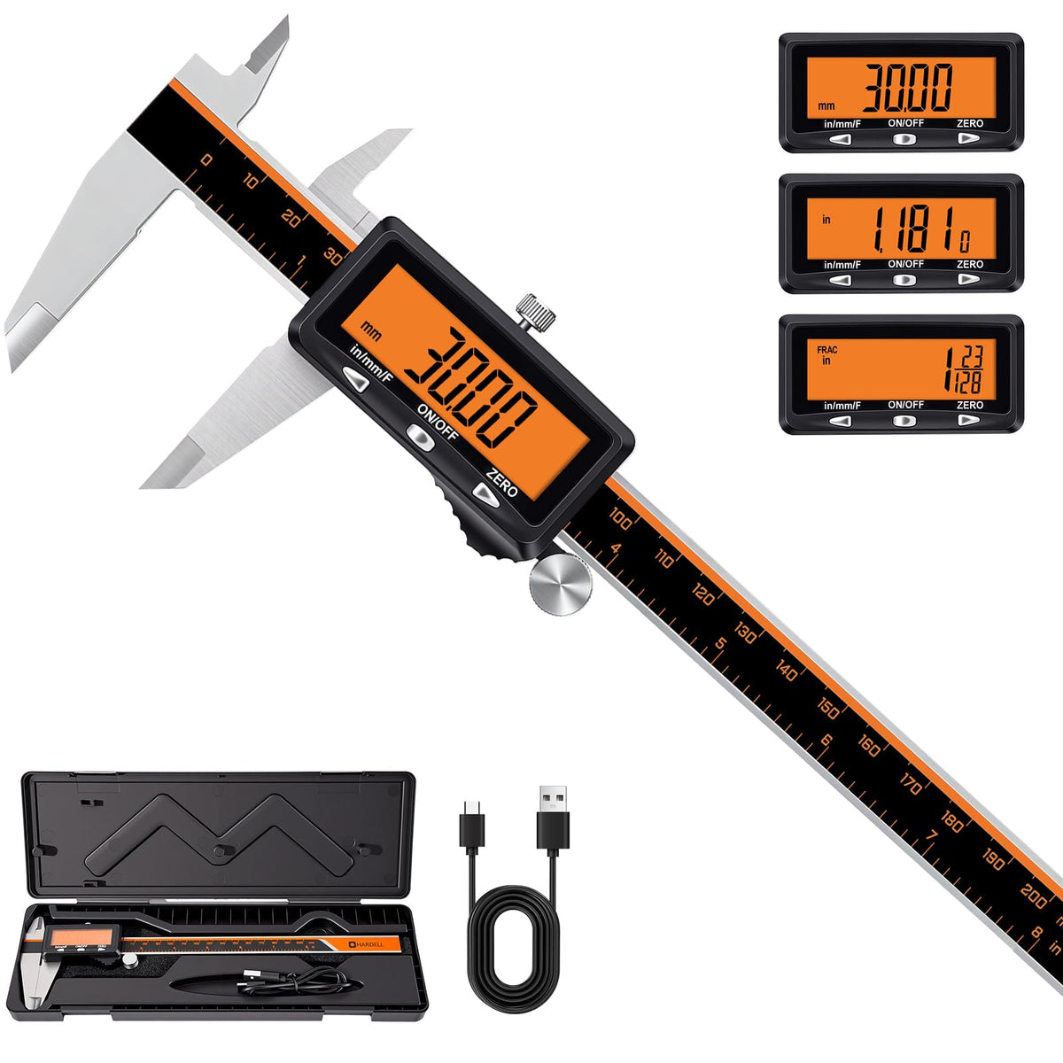 Rechargeable Digital Caliper with Large Display Measuring Tool