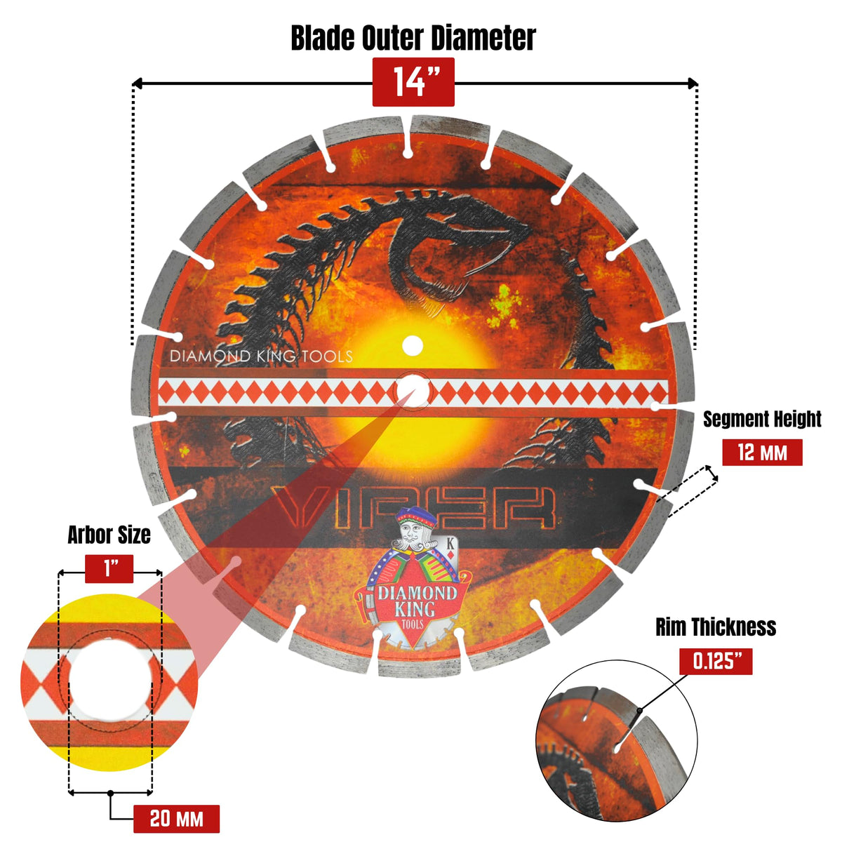 14" Diamond Concrete Cutting Blade for Concrete, Brick, Stone & Pavers