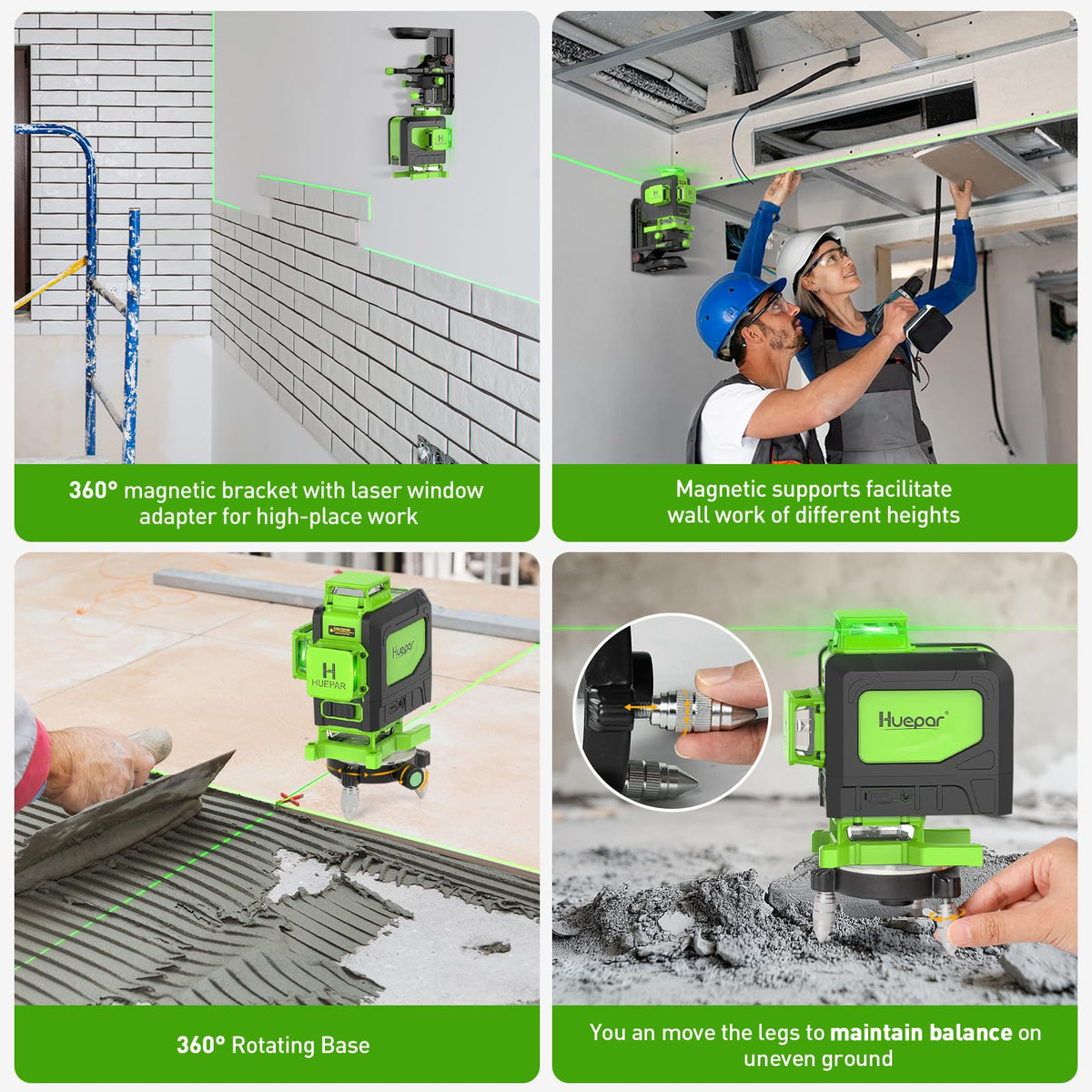 Huepar Laser Level 4x360 Self Leveling with Tall Tripod