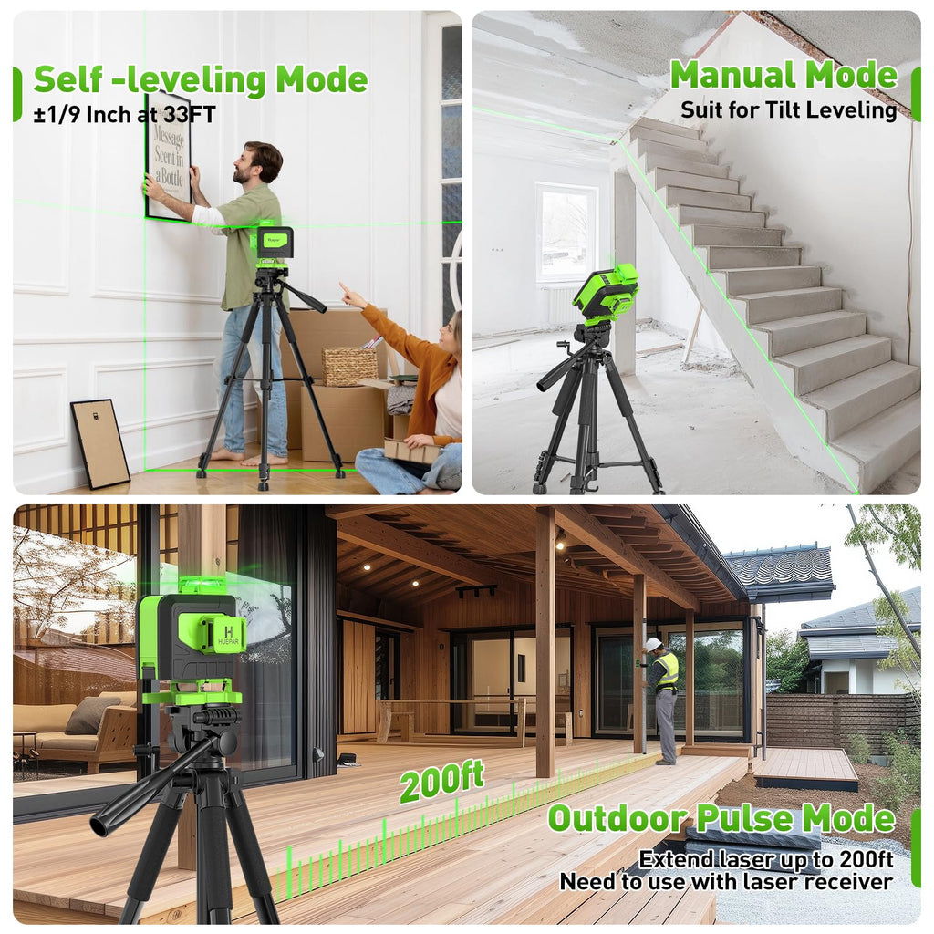 Huepar Laser Level 4x360 Self Leveling with Tall Tripod