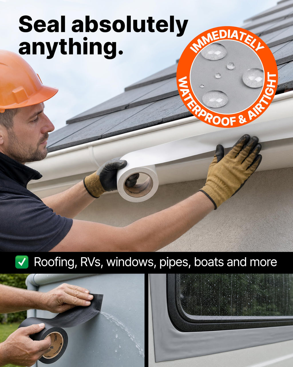 Waterproof Roofing Repair Tape with Micro Sealant UV & Weather Resistant