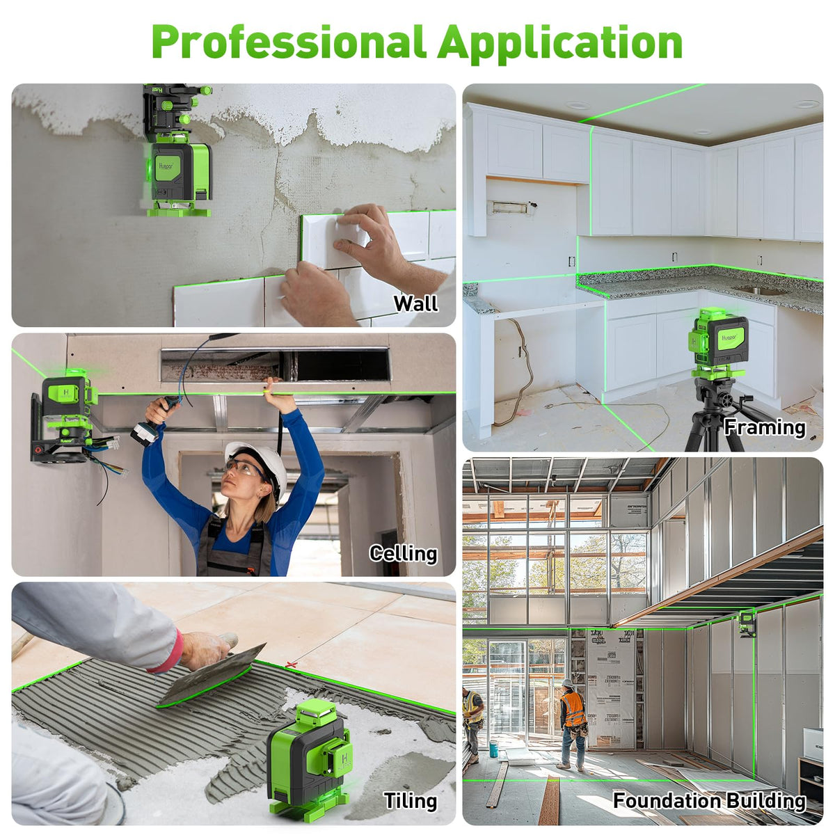 Huepar Laser Level 4x360 Self Leveling with Tall Tripod