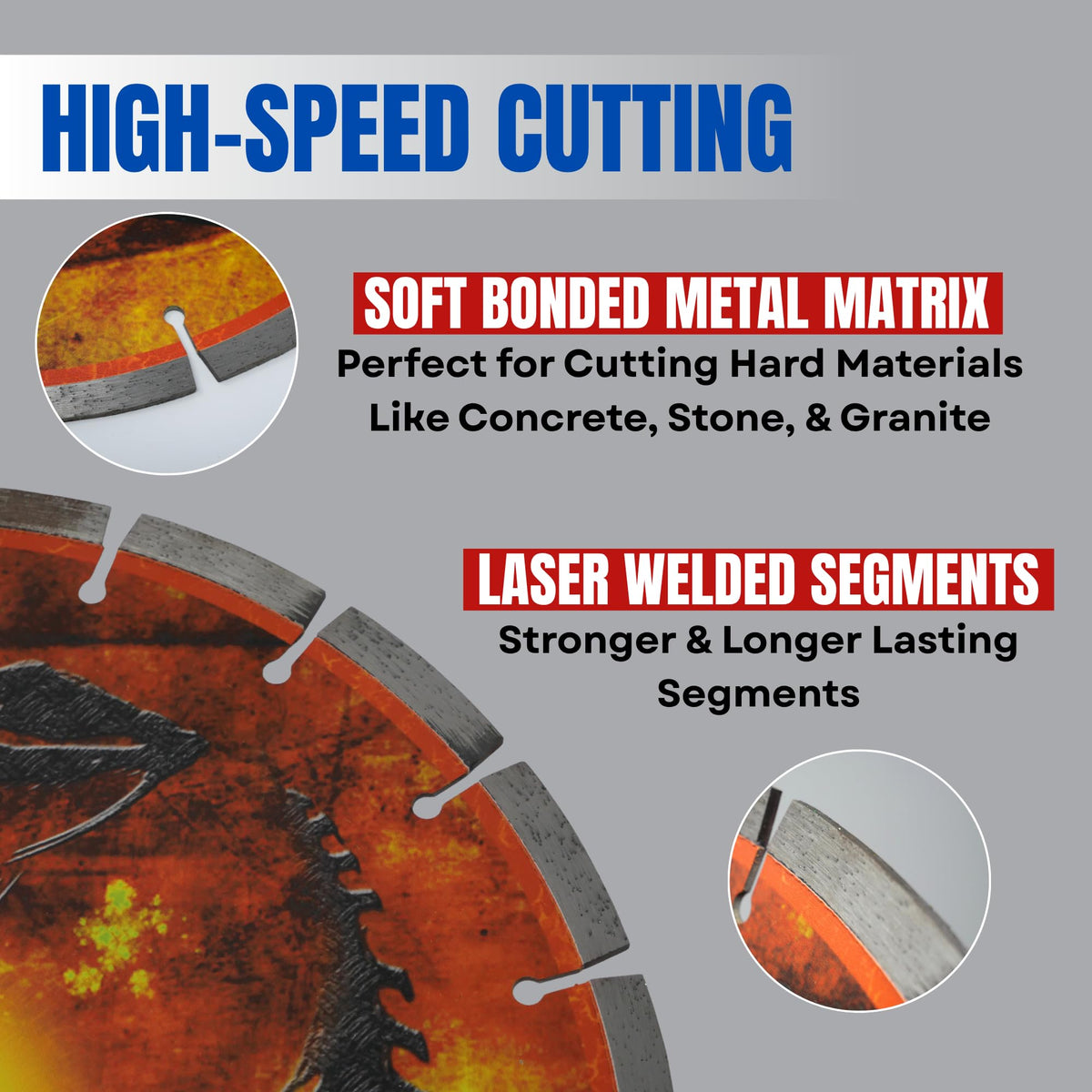14" Diamond Concrete Cutting Blade for Concrete, Brick, Stone & Pavers