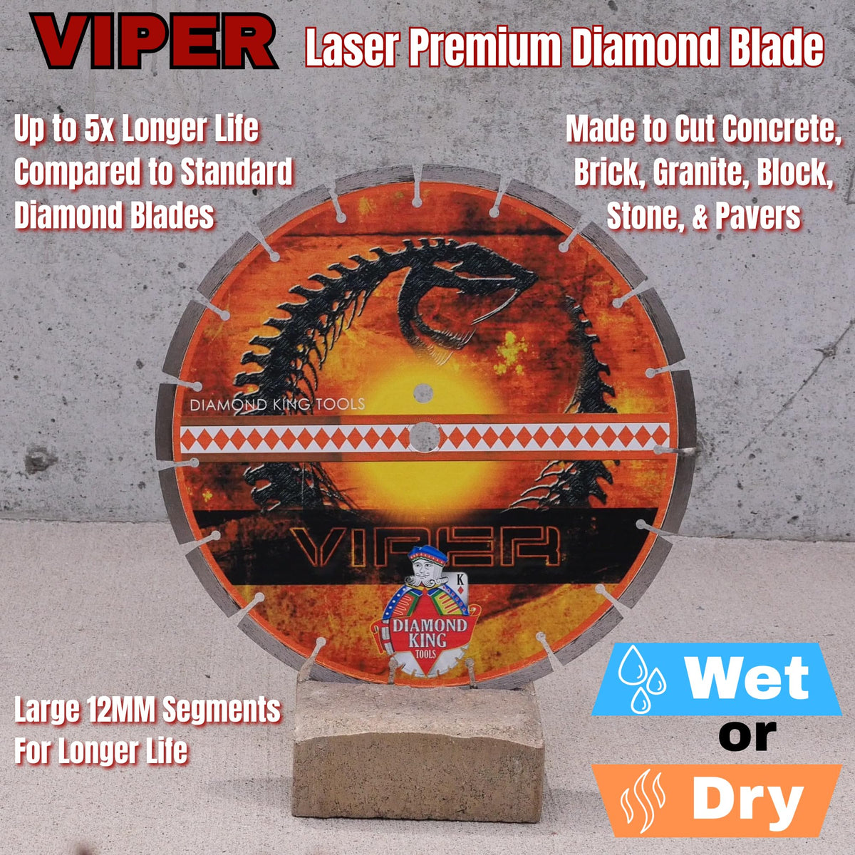 14" Diamond Concrete Cutting Blade for Concrete, Brick, Stone & Pavers
